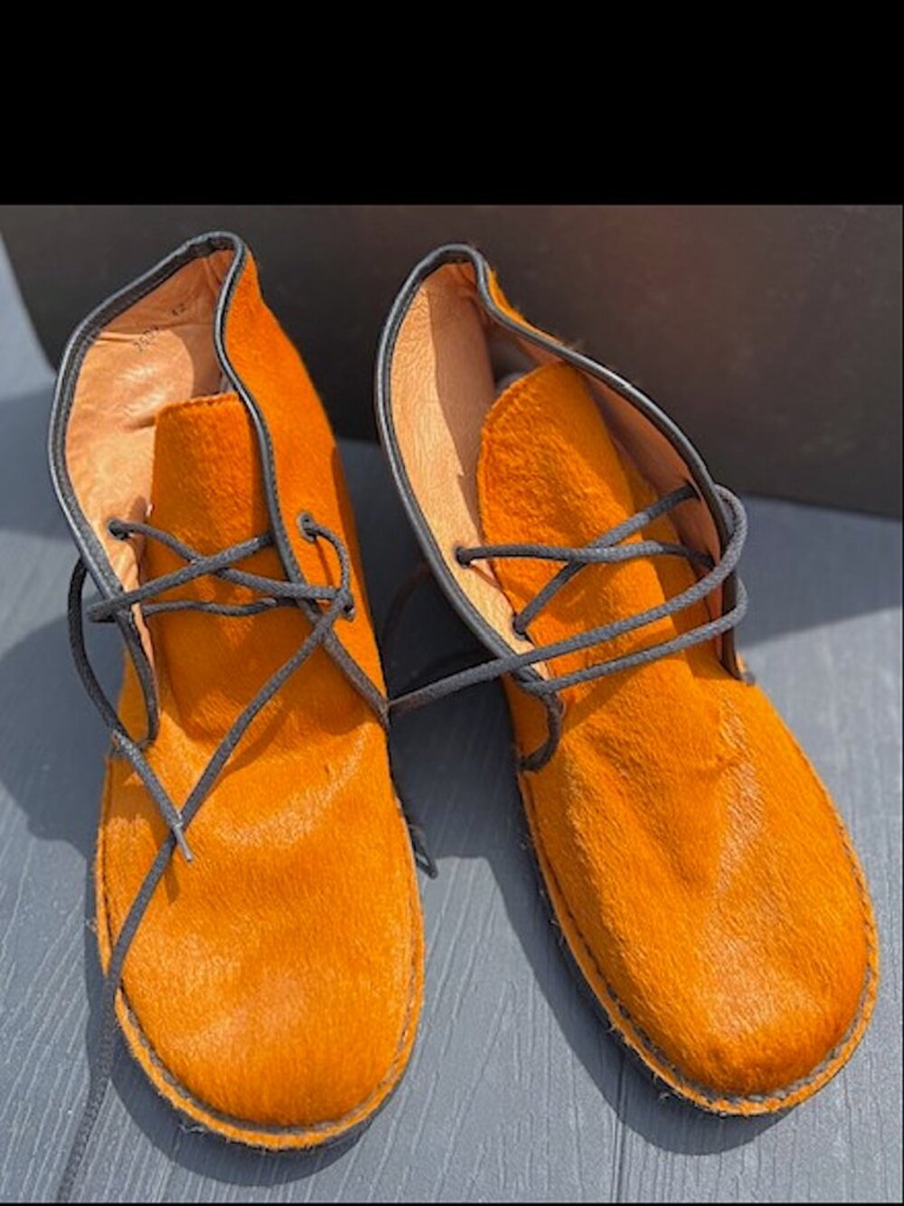 Men's Rare TRIPPEN Orange Cow Hair Desert Chukka Boot Orange New Size 42